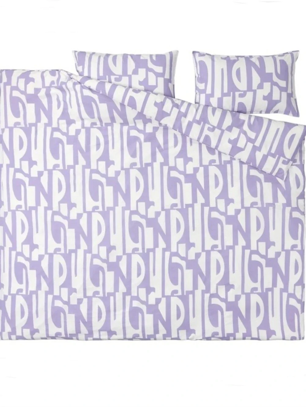 (Retired) IKEA BERGHEMLOCK Lavender and White Geometric Duvet Cover Set